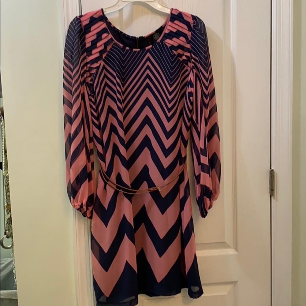Juniors pink and navy dress